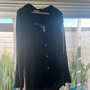 Black Linen Button Up Cover Up